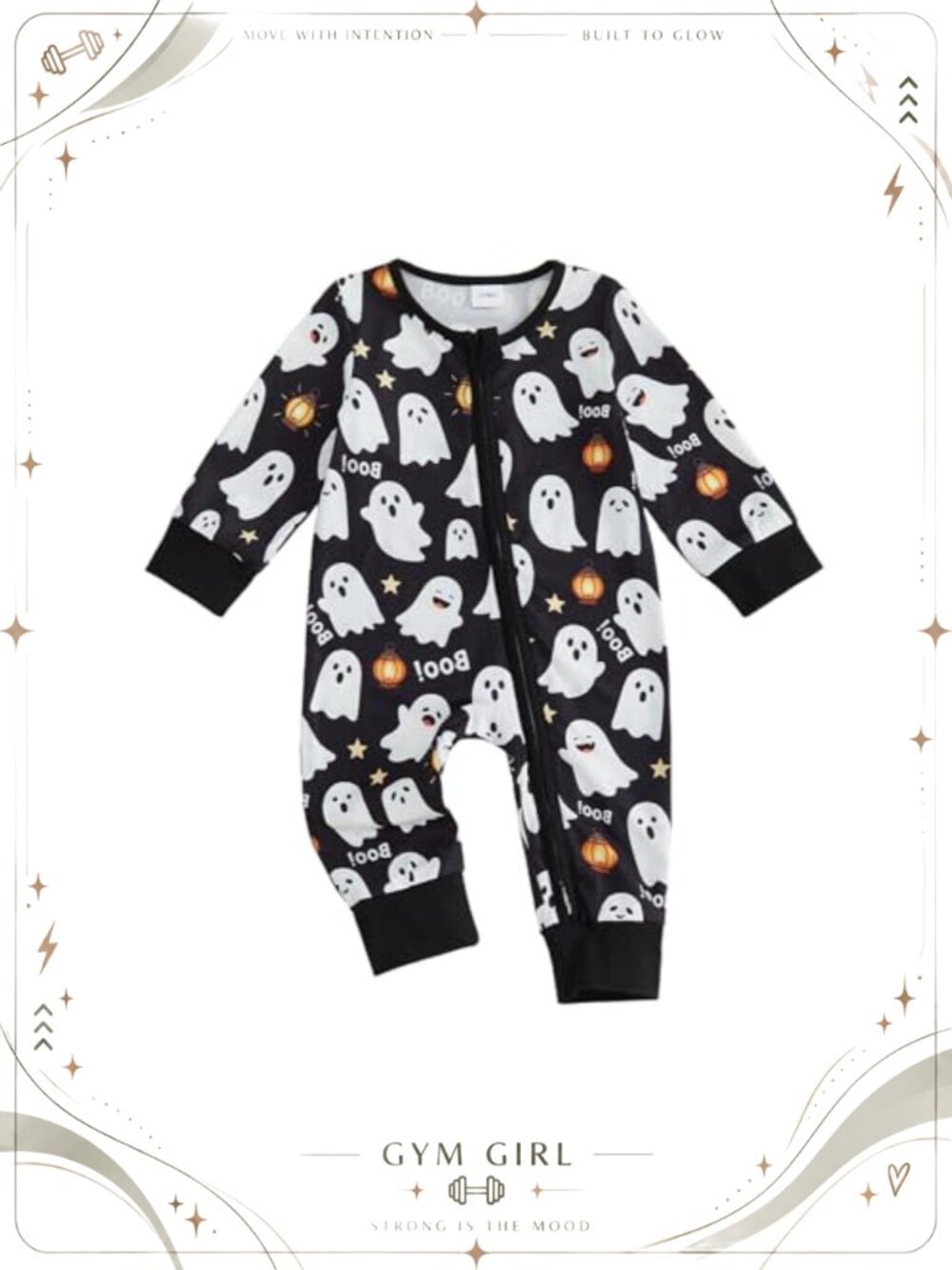 Baby Halloween Romper Long Sleeve Zip Jumpsuit Outfit